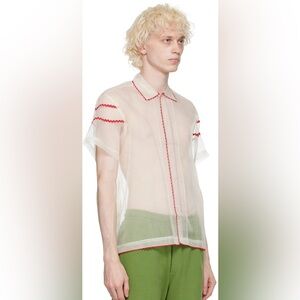 Bode White and Red Rickrack Shirt